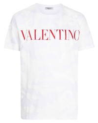 T-shirt girocollo mimetica bianca di Valentino