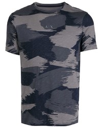 T-shirt girocollo mimetica blu scuro di Armani Exchange
