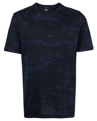 T-shirt girocollo mimetica blu scuro di BOSS