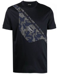 T-shirt girocollo mimetica blu scuro di Emporio Armani