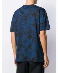 T-shirt girocollo mimetica blu scuro di Valentino
