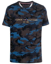 T-shirt girocollo mimetica blu scuro di Tommy Hilfiger