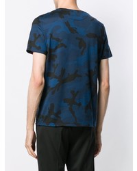T-shirt girocollo mimetica blu scuro di Valentino
