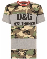 T-shirt girocollo mimetica grigia di Dolce & Gabbana