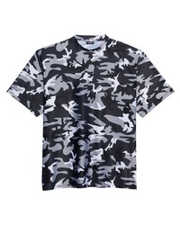 T-shirt girocollo mimetica grigio scuro di Balenciaga