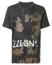 T-shirt girocollo mimetica grigio scuro di Ermenegildo Zegna
