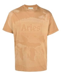 T-shirt girocollo mimetica marrone chiaro di Aries