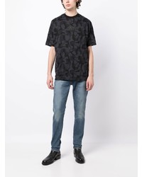 T-shirt girocollo mimetica nera di Karl Lagerfeld