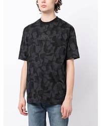 T-shirt girocollo mimetica nera di Karl Lagerfeld