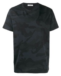 T-shirt girocollo mimetica nera di Valentino