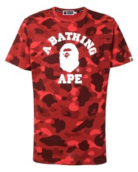 T-shirt girocollo mimetica rossa di A Bathing Ape