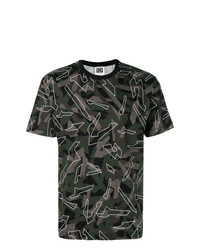 T-shirt girocollo mimetica verde scuro di Les Hommes Urban