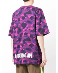 T-shirt girocollo mimetica viola melanzana di A Bathing Ape