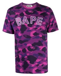 T-shirt girocollo mimetica viola di A Bathing Ape