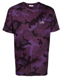 T-shirt girocollo mimetica viola di Valentino