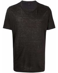 T-shirt girocollo nera di 120% Lino