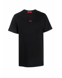 T-shirt girocollo nera di 424