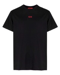 T-shirt girocollo nera di 424