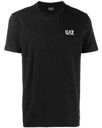 T-shirt girocollo nera di Ea7 Emporio Armani