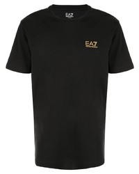 T-shirt girocollo nera di Ea7 Emporio Armani