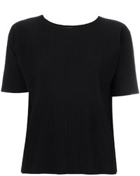 T-shirt girocollo nera di Issey Miyake