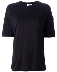 T-shirt girocollo nera di Jil Sander