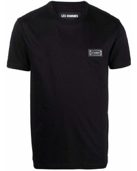 T-shirt girocollo nera di Les Hommes