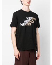 T-shirt girocollo nera di Herno