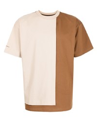 T-shirt girocollo patchwork beige