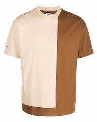 T-shirt girocollo patchwork beige di Jacquemus