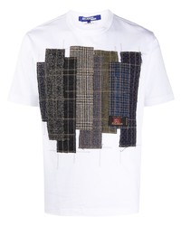 T-shirt girocollo patchwork bianca di Junya Watanabe MAN