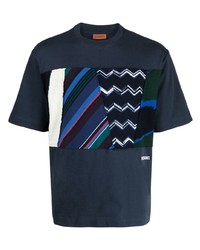 T-shirt girocollo patchwork blu scuro di Missoni