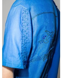 T-shirt girocollo patchwork blu di By Walid
