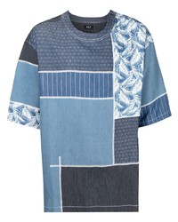T-shirt girocollo patchwork blu di FIVE CM