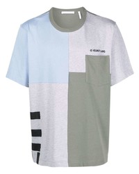 T-shirt girocollo patchwork grigia di Helmut Lang