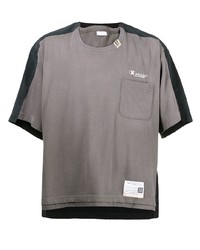 T-shirt girocollo patchwork grigia di Maison Mihara Yasuhiro