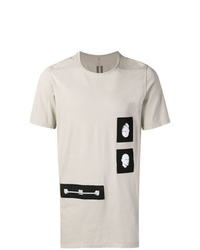 T-shirt girocollo patchwork grigia di Rick Owens DRKSHDW