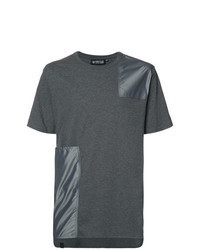 T-shirt girocollo patchwork grigio scuro