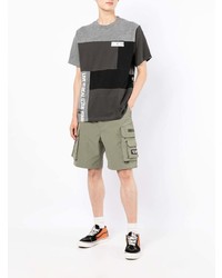 T-shirt girocollo patchwork grigio scuro di Izzue