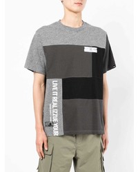 T-shirt girocollo patchwork grigio scuro di Izzue