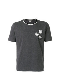 T-shirt girocollo patchwork grigio scuro di Saint Laurent