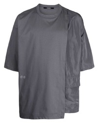 T-shirt girocollo patchwork grigio scuro di SONGZIO