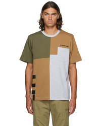 T-shirt girocollo patchwork marrone chiaro