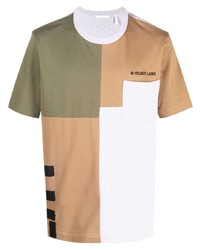T-shirt girocollo patchwork marrone chiaro di Helmut Lang