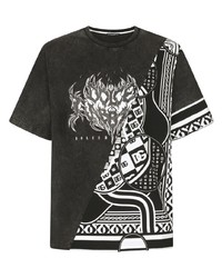 T-shirt girocollo patchwork nera di Dolce & Gabbana