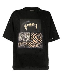 T-shirt girocollo patchwork nera di Roberto Cavalli