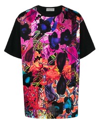 T-shirt girocollo patchwork nera di Yohji Yamamoto