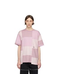 T-shirt girocollo patchwork rosa