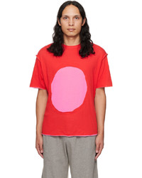 T-shirt girocollo patchwork rossa di Edward Cuming