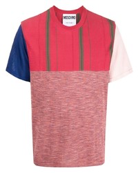 T-shirt girocollo patchwork rossa di Moschino